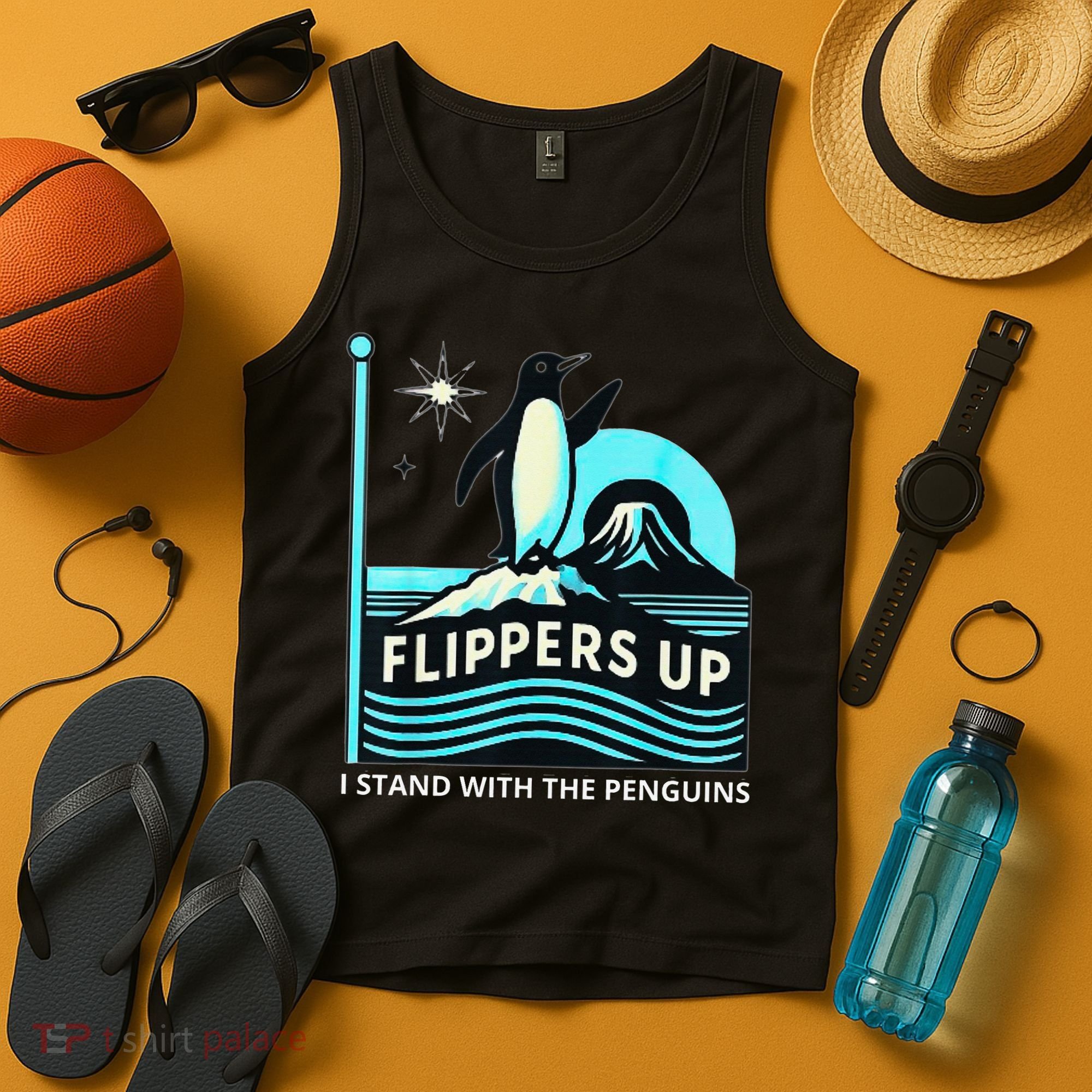 Funny-Penguin-Flippers-Up-I-Stand-With-The-Penguins Tank Top