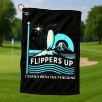 Funny-Penguin-Flippers-Up-I-Stand-With-The-Penguins Golf Towel thumb 1