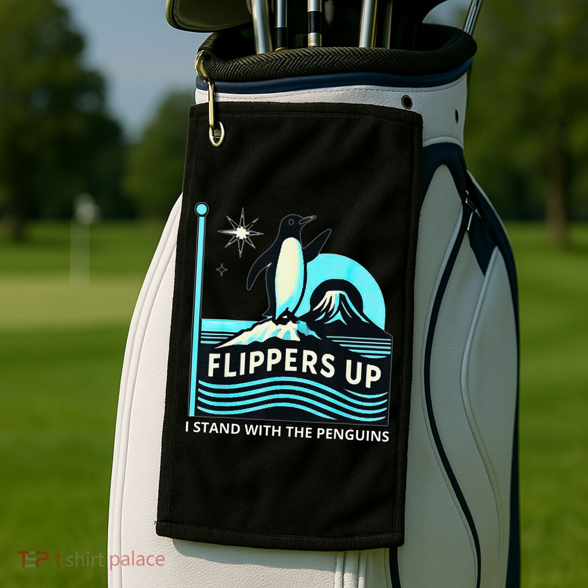 Funny-Penguin-Flippers-Up-I-Stand-With-The-Penguins Golf Towel
