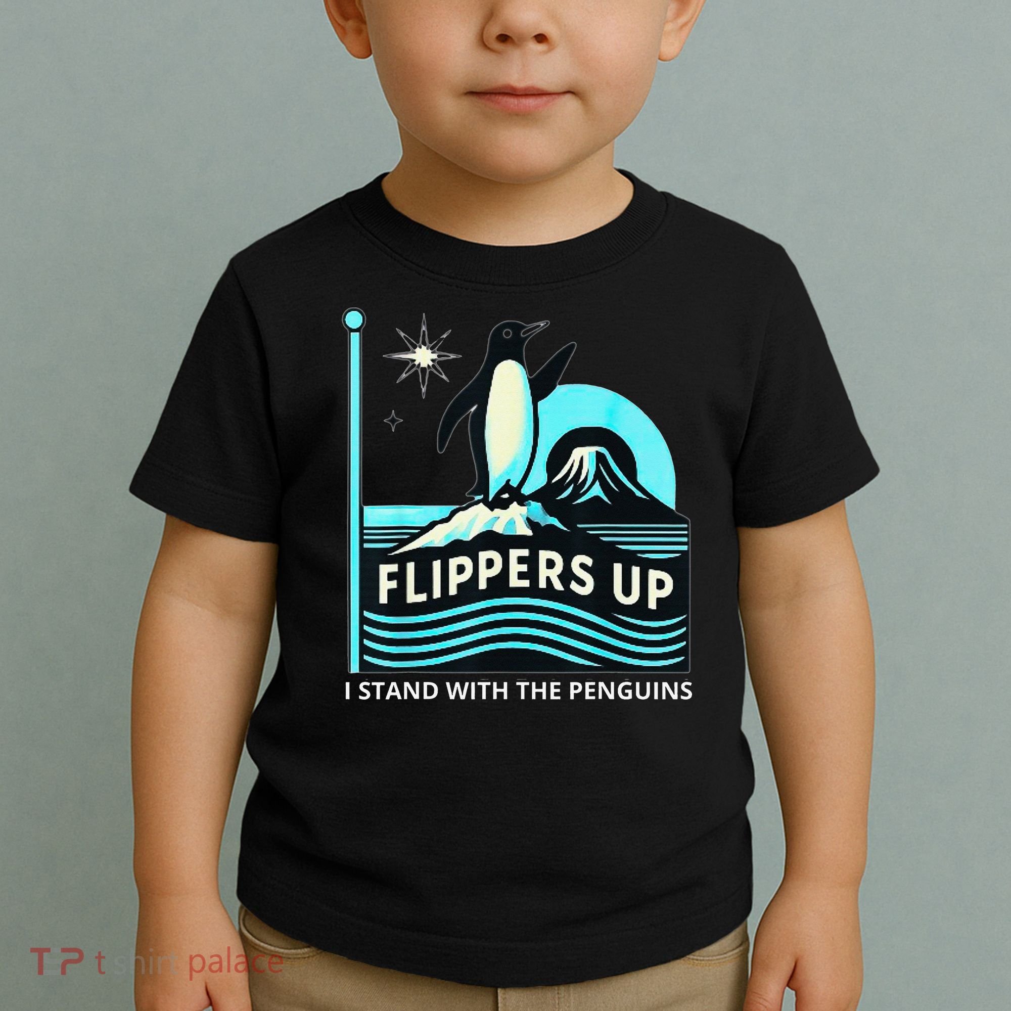 Funny-Penguin-Flippers-Up-I-Stand-With-The-Penguins Toddler T-Shirt