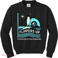 Funny-Penguin-Flippers-Up-I-Stand-With-The-Penguins Kids Sweatshirt thumb 0