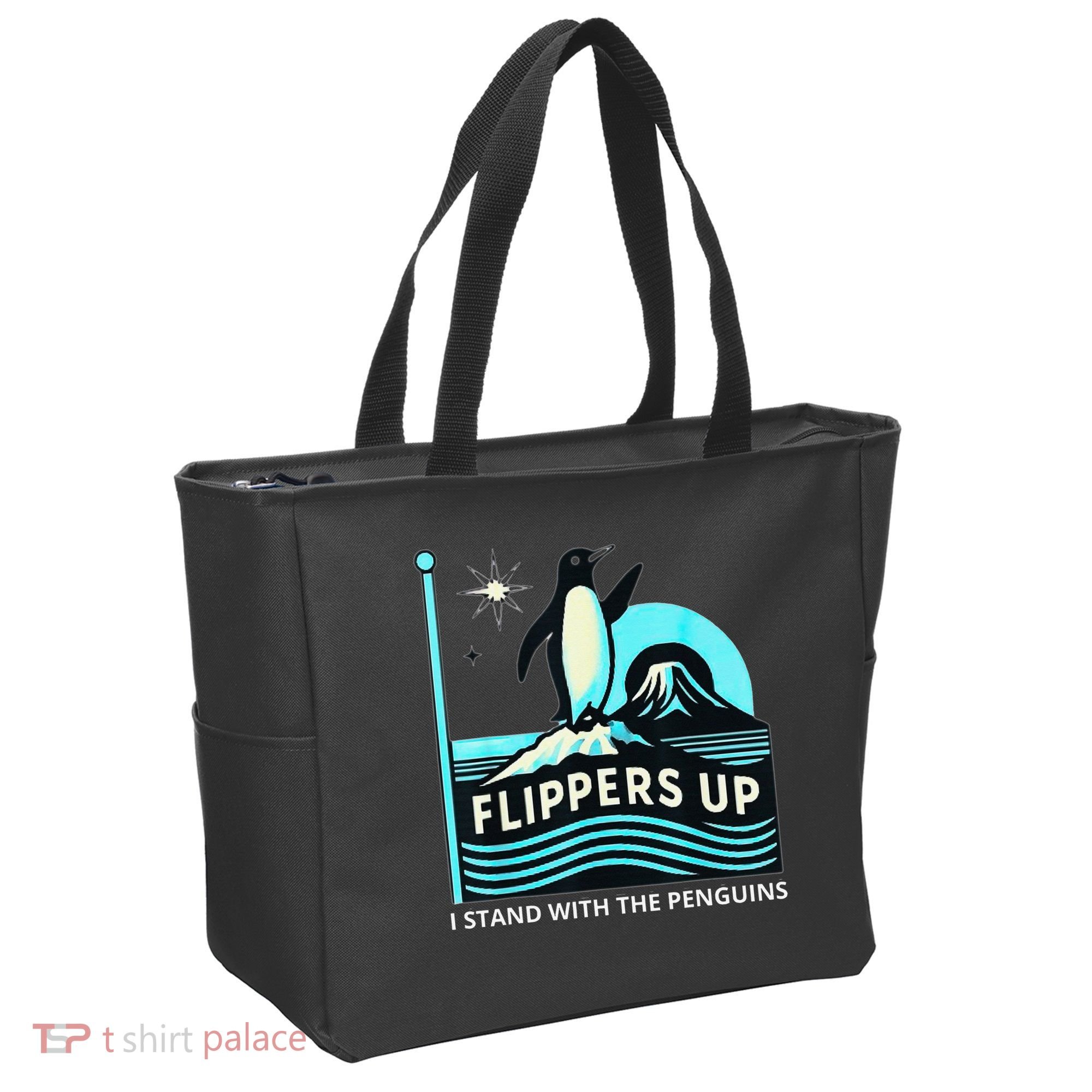 Funny-Penguin-Flippers-Up-I-Stand-With-The-Penguins Tote Bag
