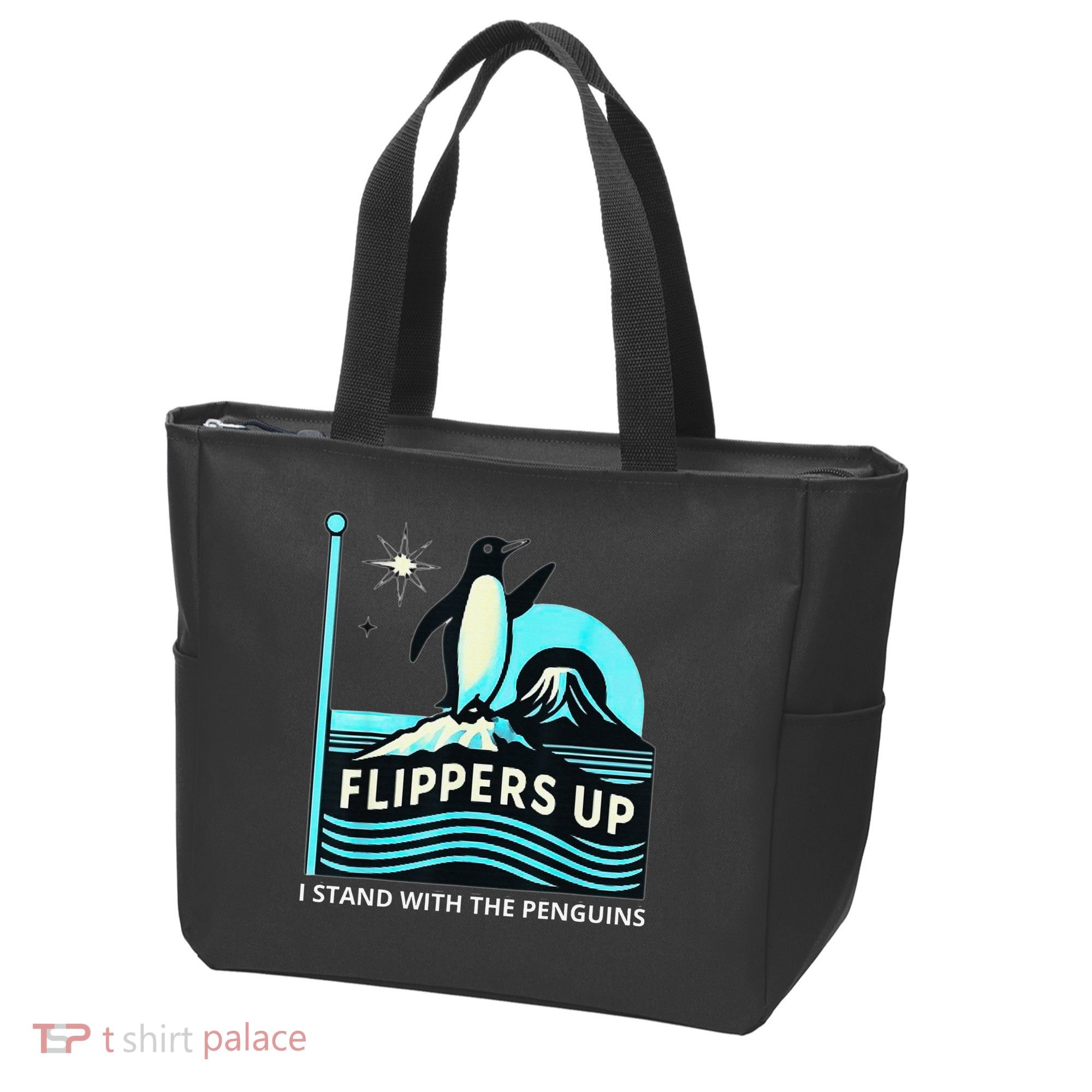 Funny-Penguin-Flippers-Up-I-Stand-With-The-Penguins Tote Bag