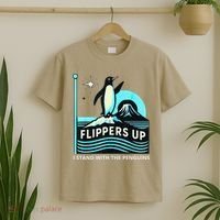 Funny-Penguin-Flippers-Up-I-Stand-With-The-Penguins T-Shirt thumb 2