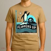 Funny-Penguin-Flippers-Up-I-Stand-With-The-Penguins T-Shirt thumb 3