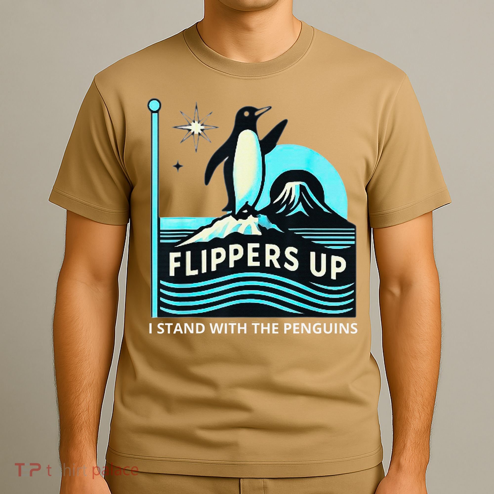 Funny-Penguin-Flippers-Up-I-Stand-With-The-Penguins T-Shirt