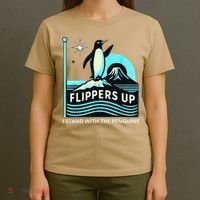 Funny-Penguin-Flippers-Up-I-Stand-With-The-Penguins T-Shirt thumb 4