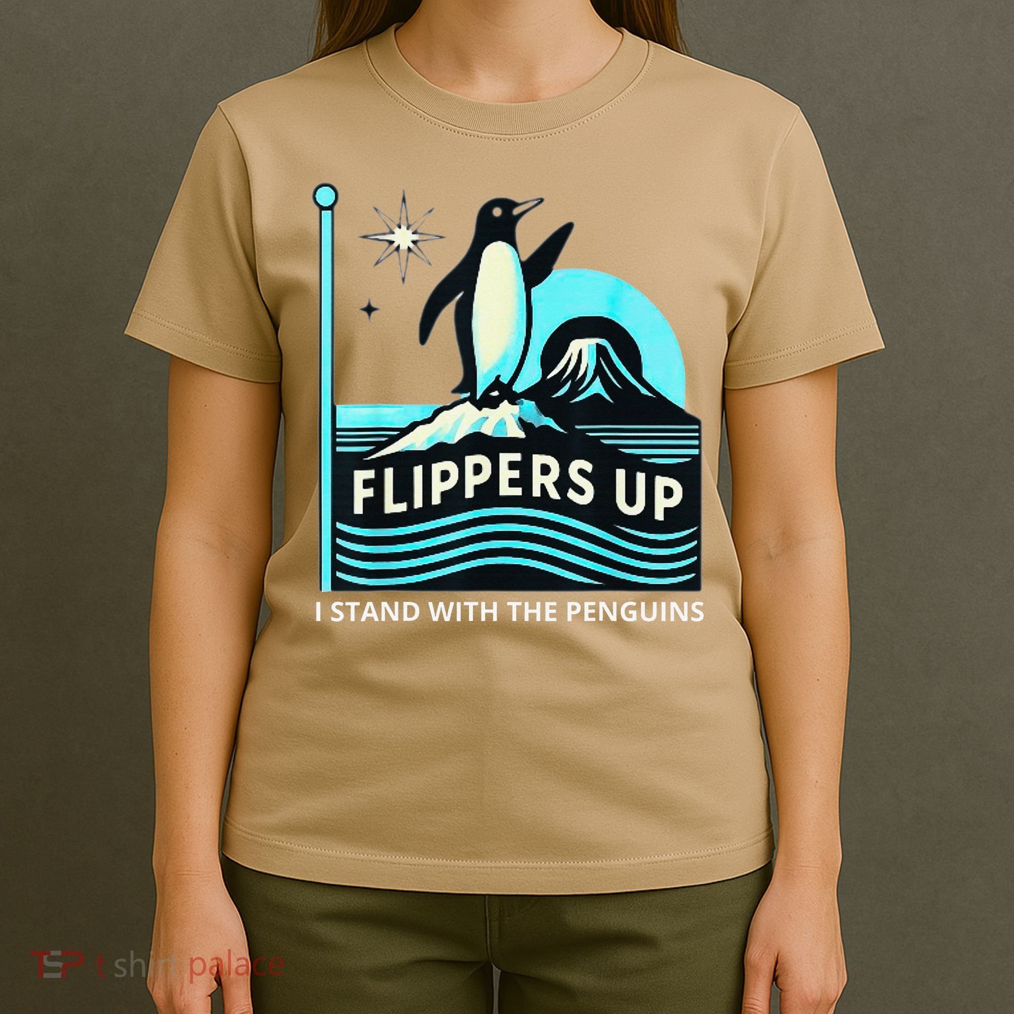 Funny-Penguin-Flippers-Up-I-Stand-With-The-Penguins T-Shirt