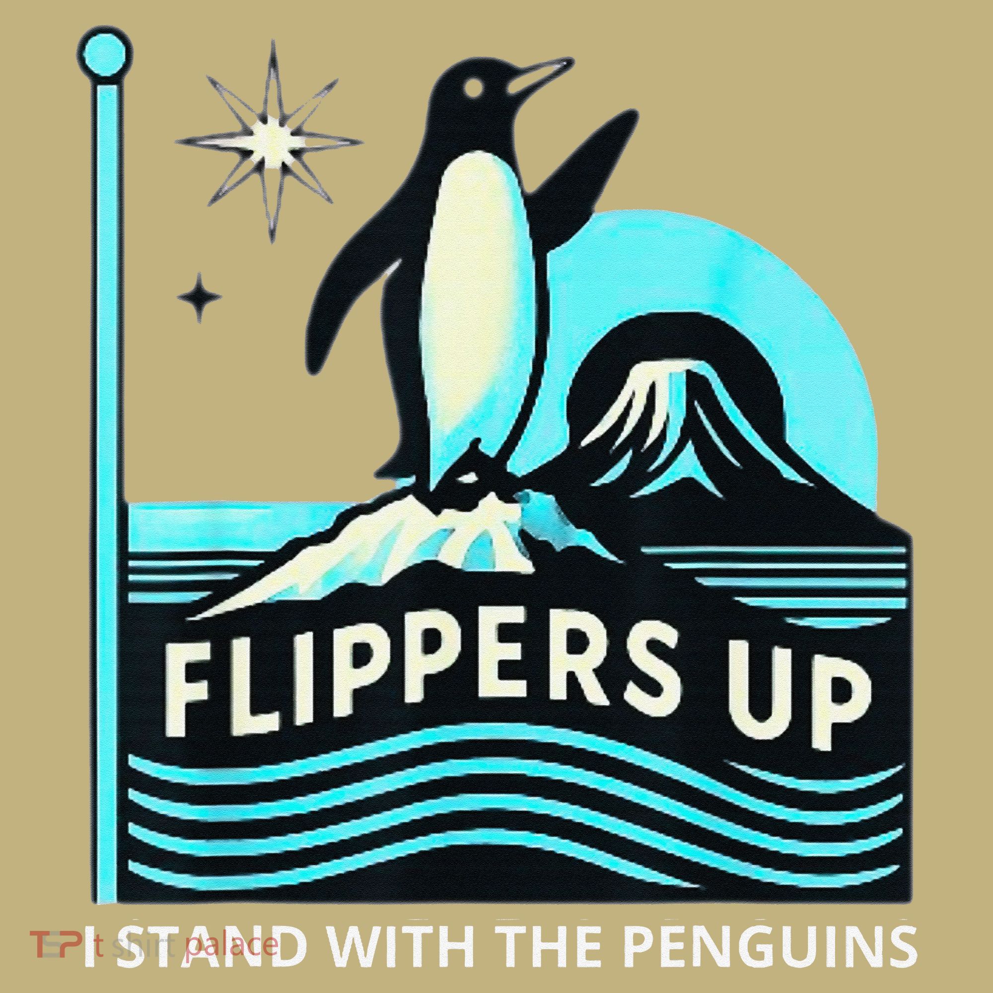 Funny-Penguin-Flippers-Up-I-Stand-With-The-Penguins T-Shirt