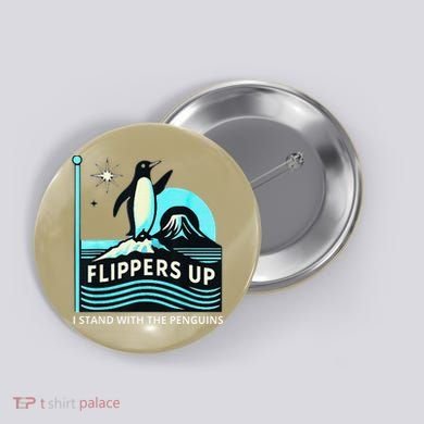 Funny-Penguin-Flippers-Up-I-Stand-With-The-Penguins Button