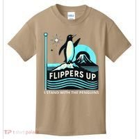 Funny-Penguin-Flippers-Up-I-Stand-With-The-Penguins Kids T-Shirt thumb 0