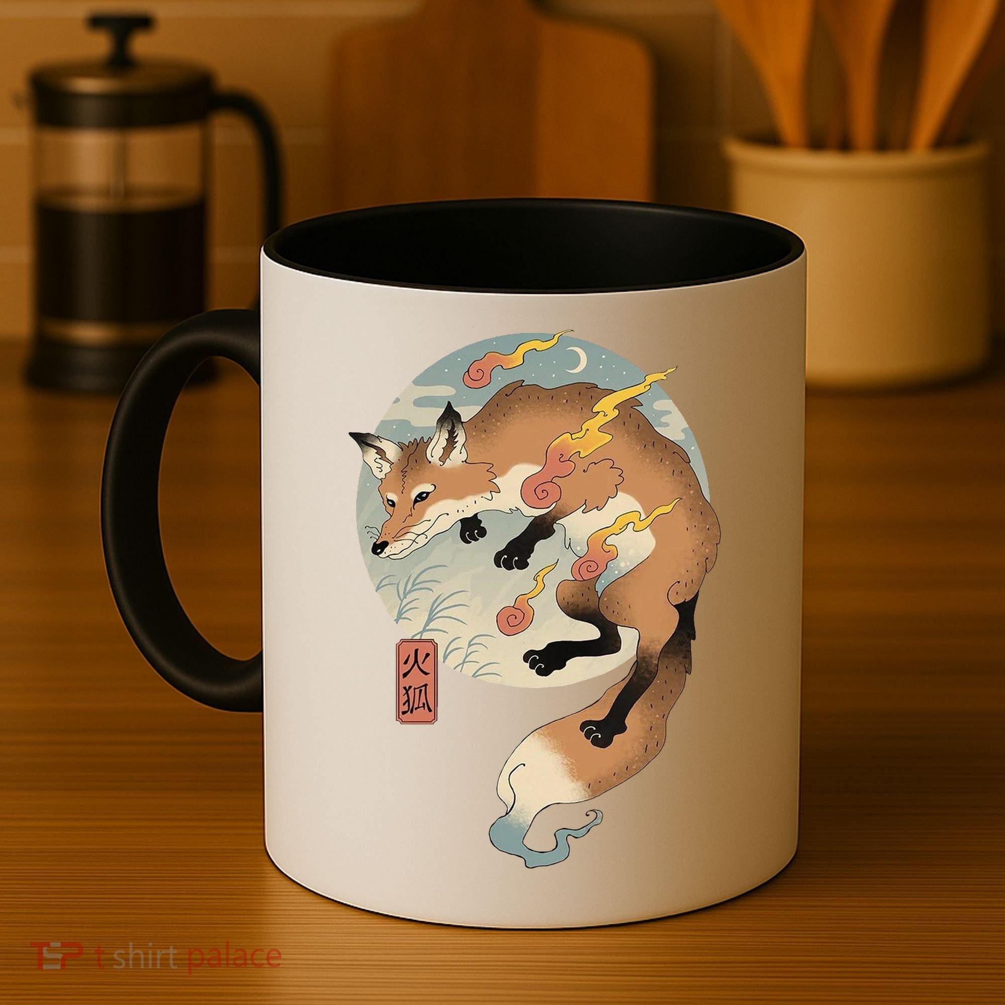 Fire Fox Ukiyo E Japanese Coffee Mug
