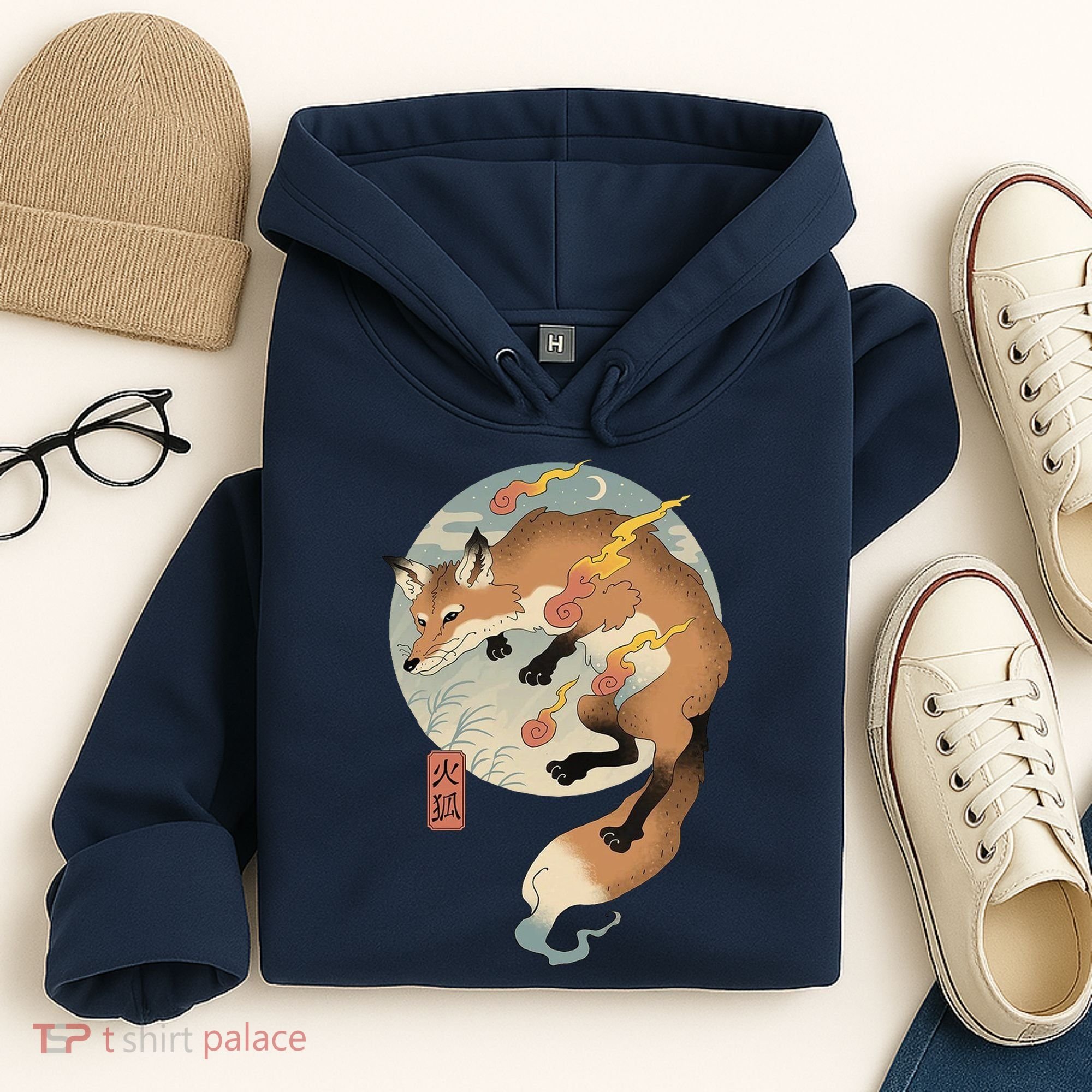 Fire Fox Ukiyo E Japanese Hoodie