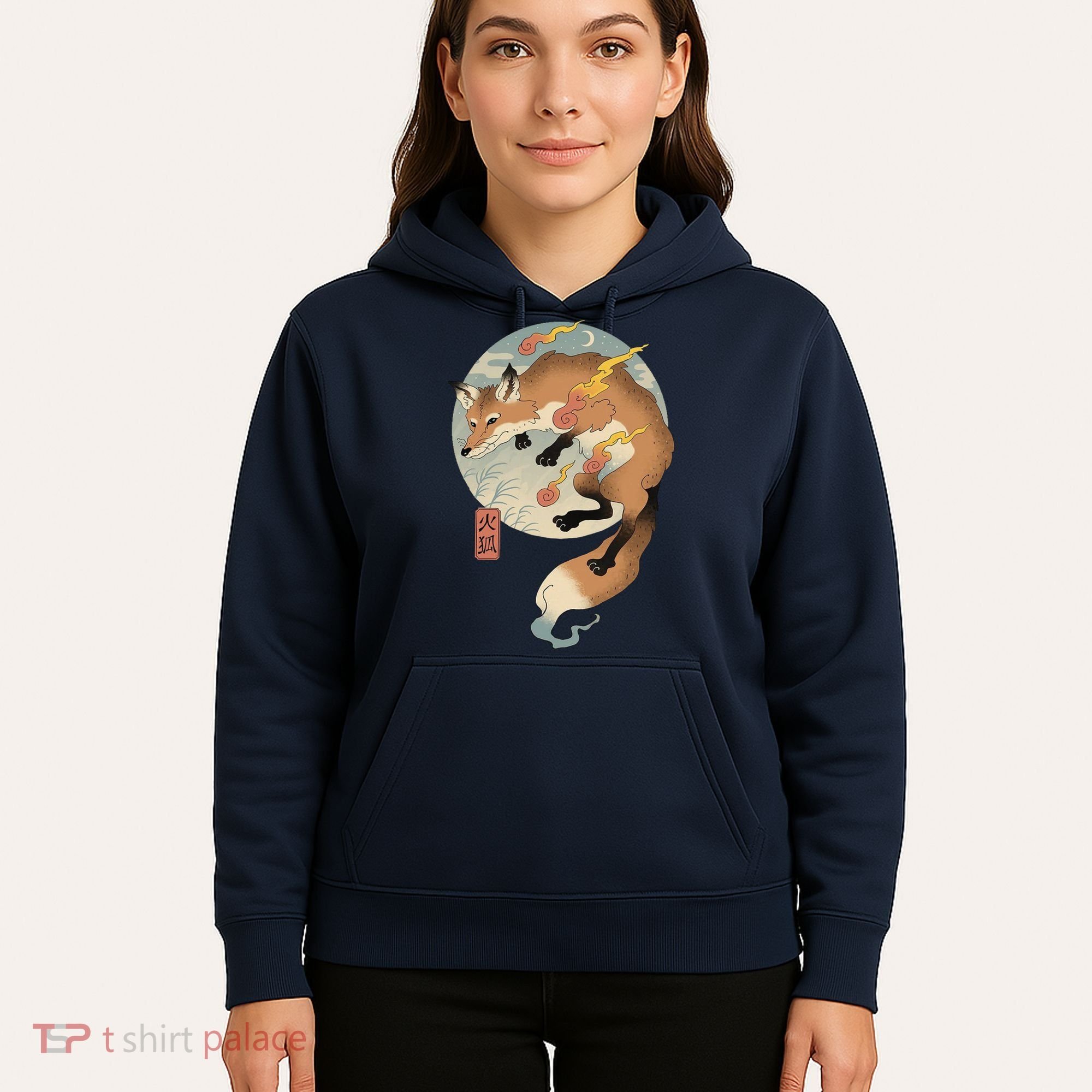 Fire Fox Ukiyo E Japanese Hoodie