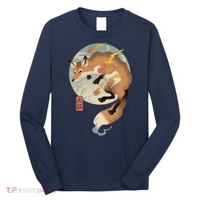 Fire Fox Ukiyo E Japanese Long Sleeve Shirt