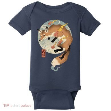 Fire Fox Ukiyo E Japanese Baby Bodysuit