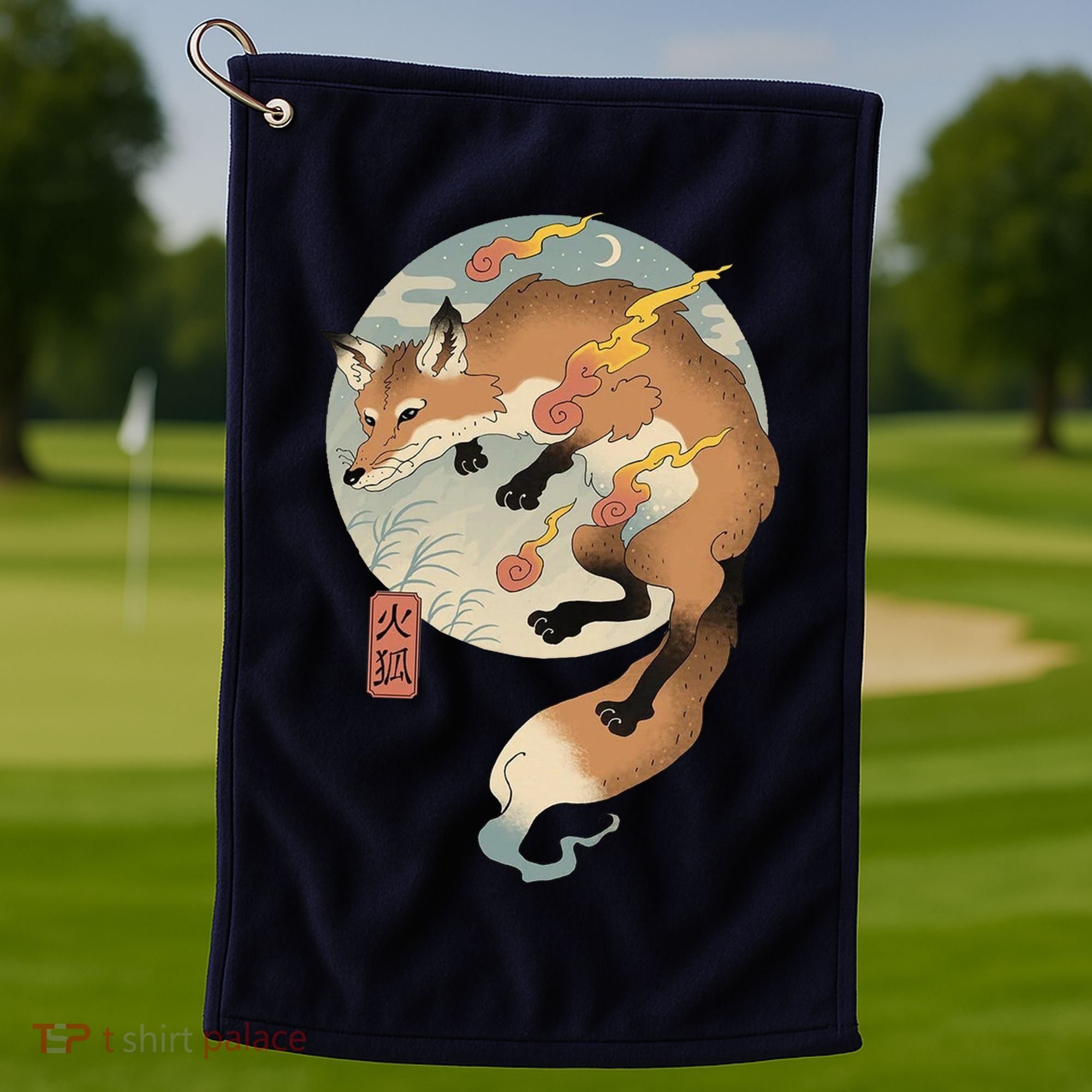Fire Fox Ukiyo E Japanese Golf Towel