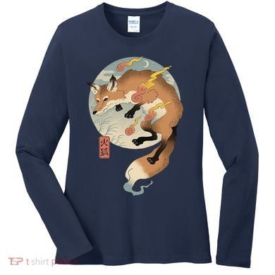 Fire Fox Ukiyo E Japanese Women's Long Sleeve Shirt
