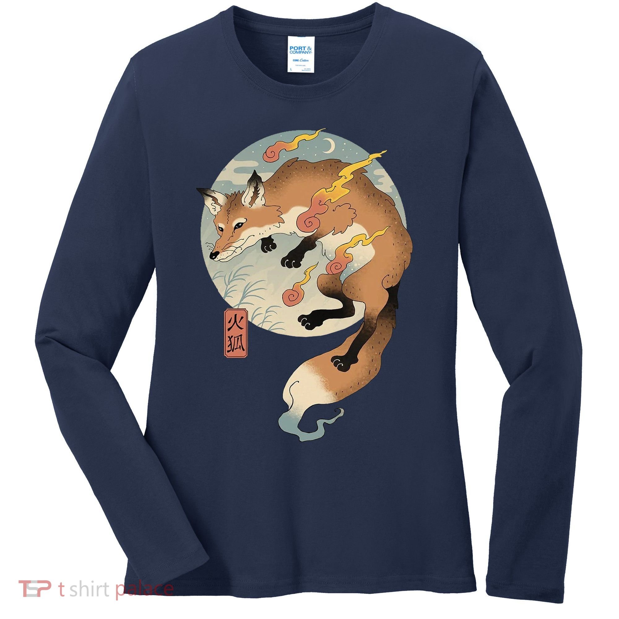 Fire Fox Ukiyo E Japanese Women's Long Sleeve Shirt