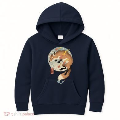 Fire Fox Ukiyo E Japanese Kids Hoodie