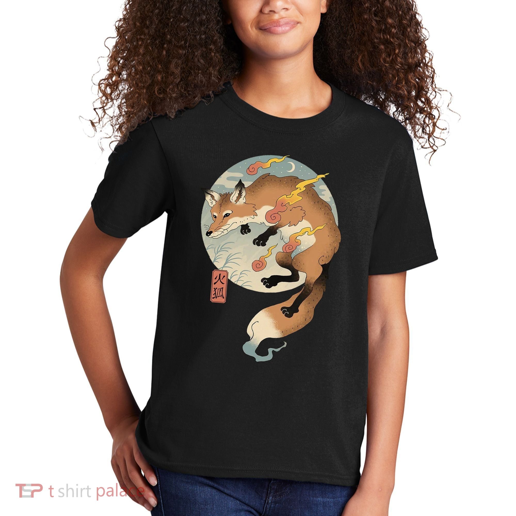 Fire Fox Ukiyo E Japanese Kids T-Shirt