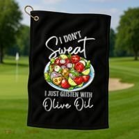 Funny Fresh Vegetable Salad Mediterranean Food Lover Golf Towel thumb 1