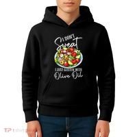 Funny Fresh Vegetable Salad Mediterranean Food Lover Kids Hoodie thumb 4