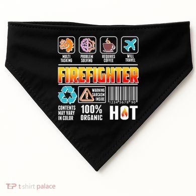 Funny Firefighter Warning Label USA-Made Doggie Bandana