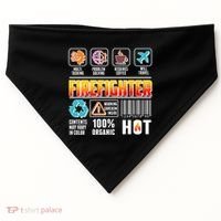 Funny Firefighter Warning Label USA-Made Doggie Bandana thumb 0