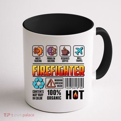 Funny Firefighter Warning Label Coffee Mug back
