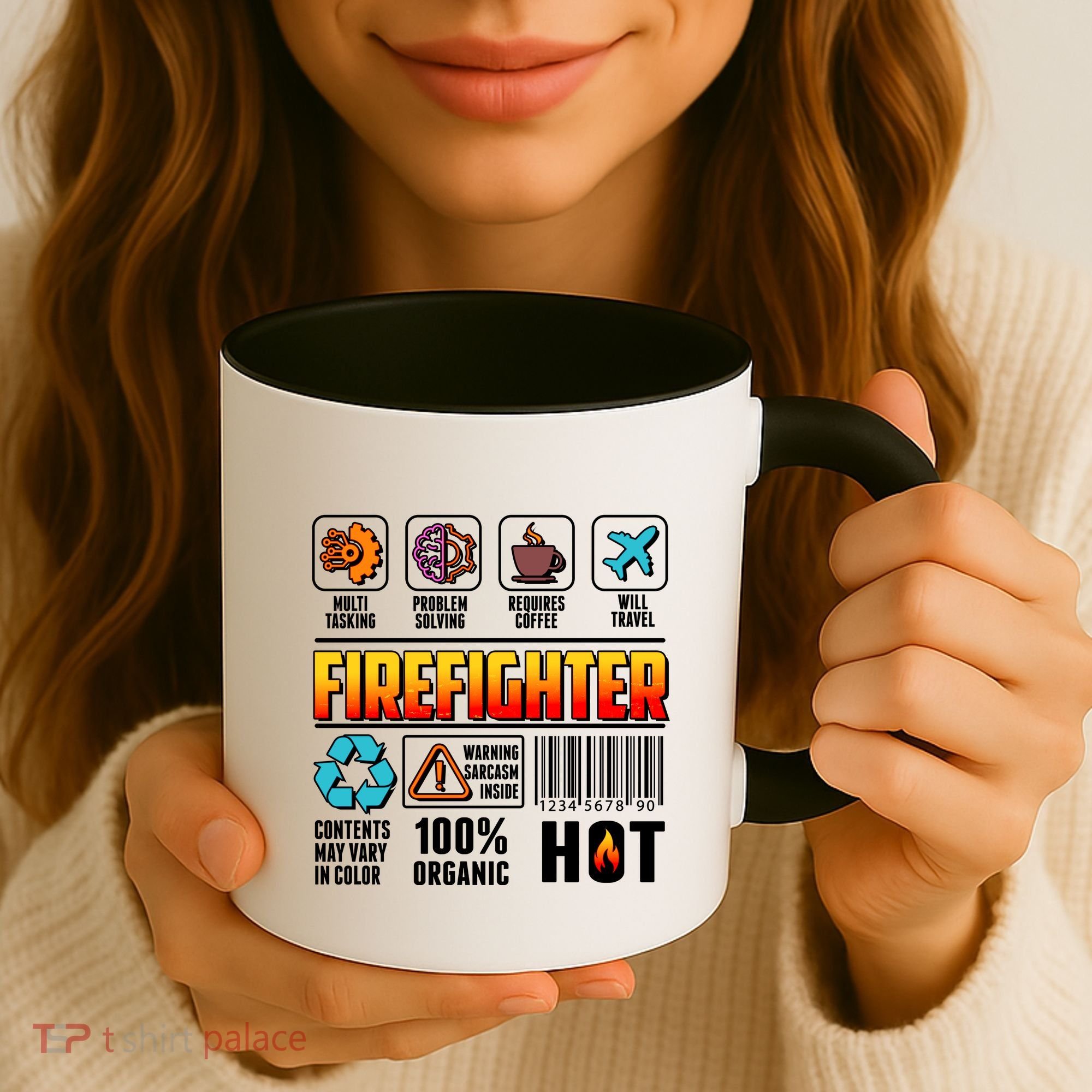 Funny Firefighter Warning Label Coffee Mug