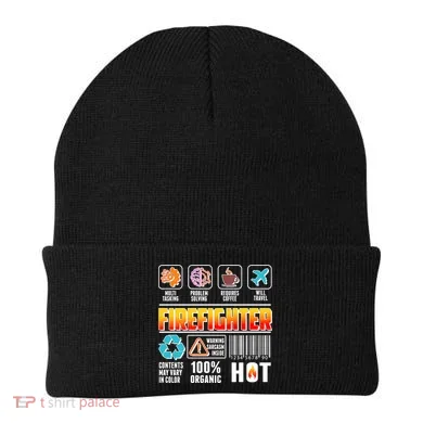Funny Firefighter Warning Label Beanie