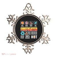 Funny Firefighter Warning Label Ornament thumb 0