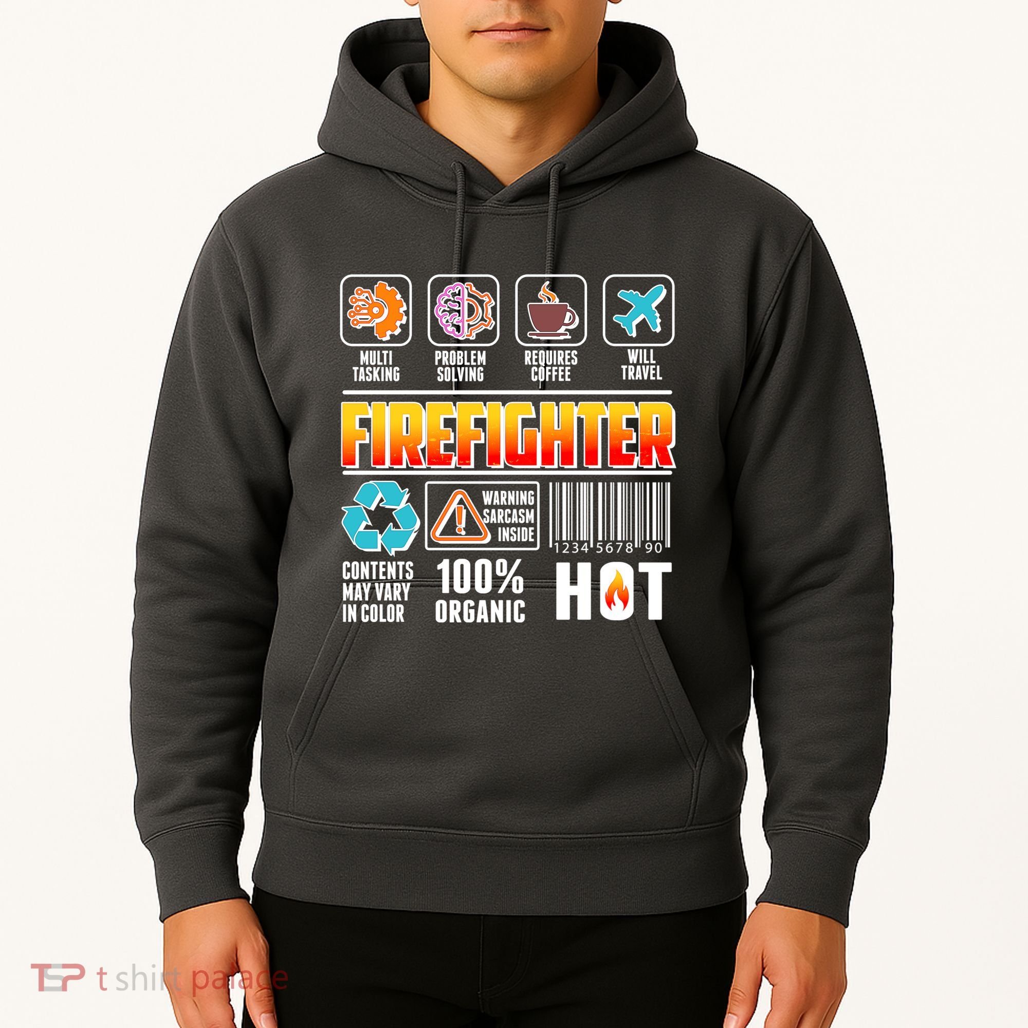 Funny Firefighter Warning Label Hoodie