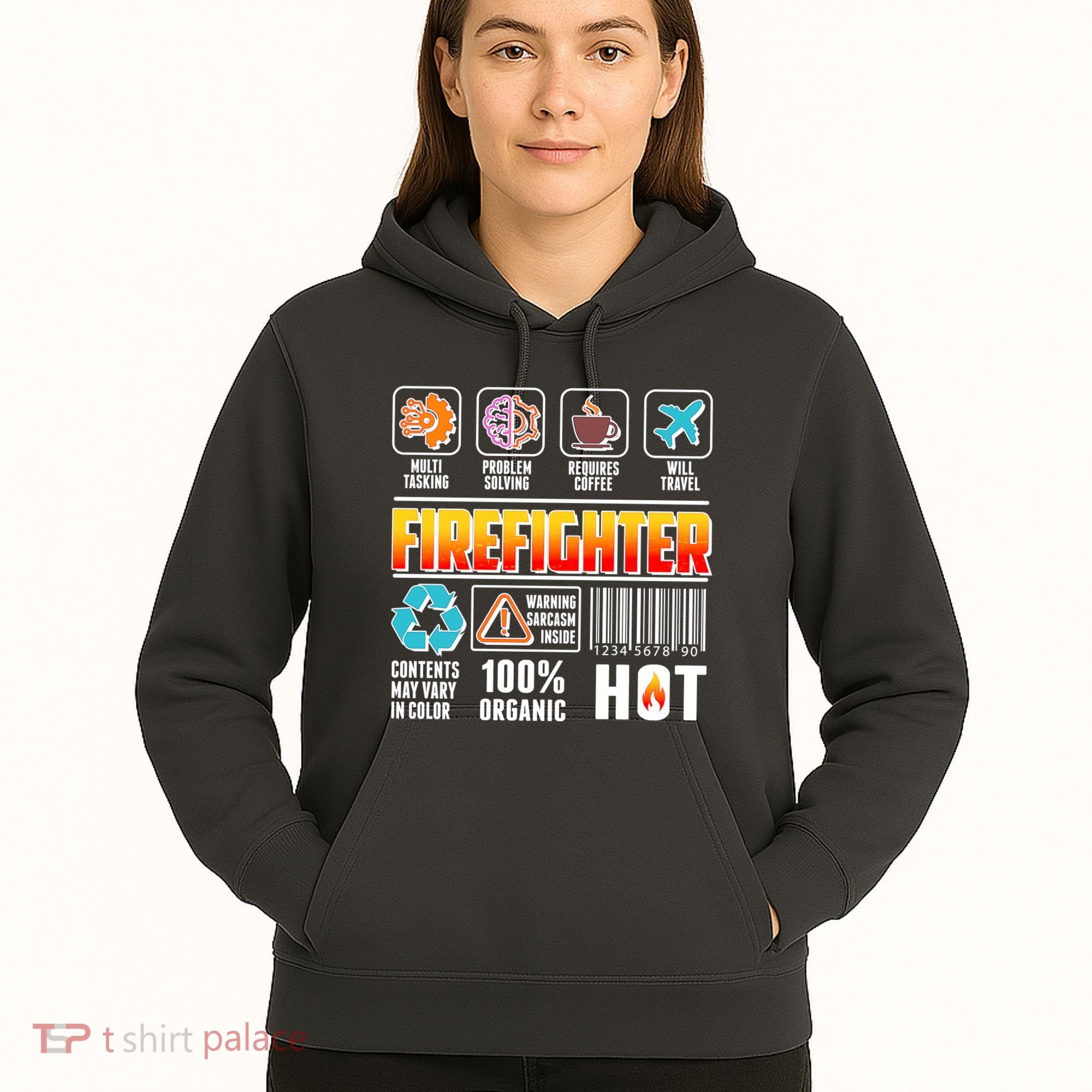 Funny Firefighter Warning Label Hoodie