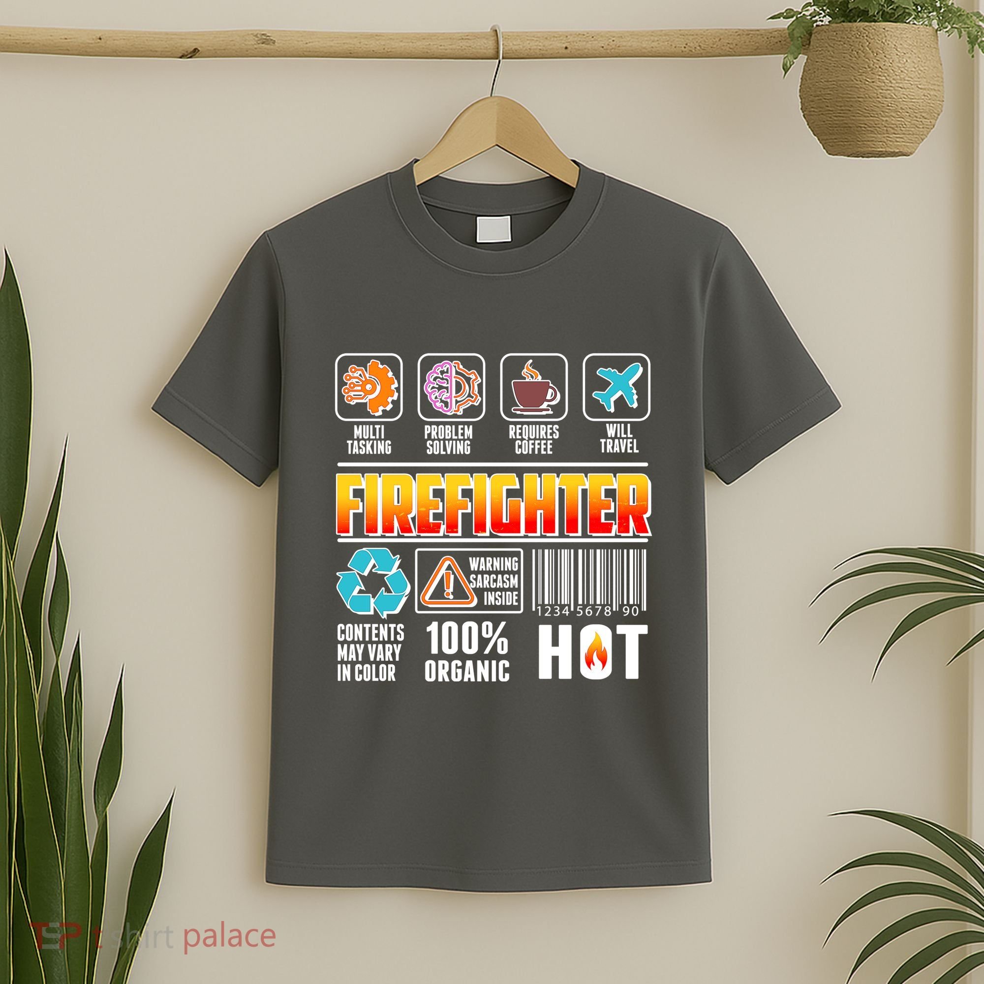 Funny Firefighter Warning Label T-Shirt