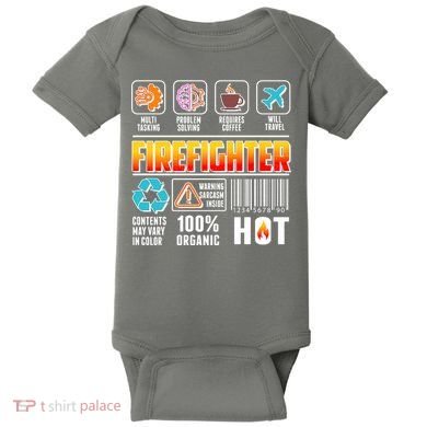 Funny Firefighter Warning Label Baby Bodysuit