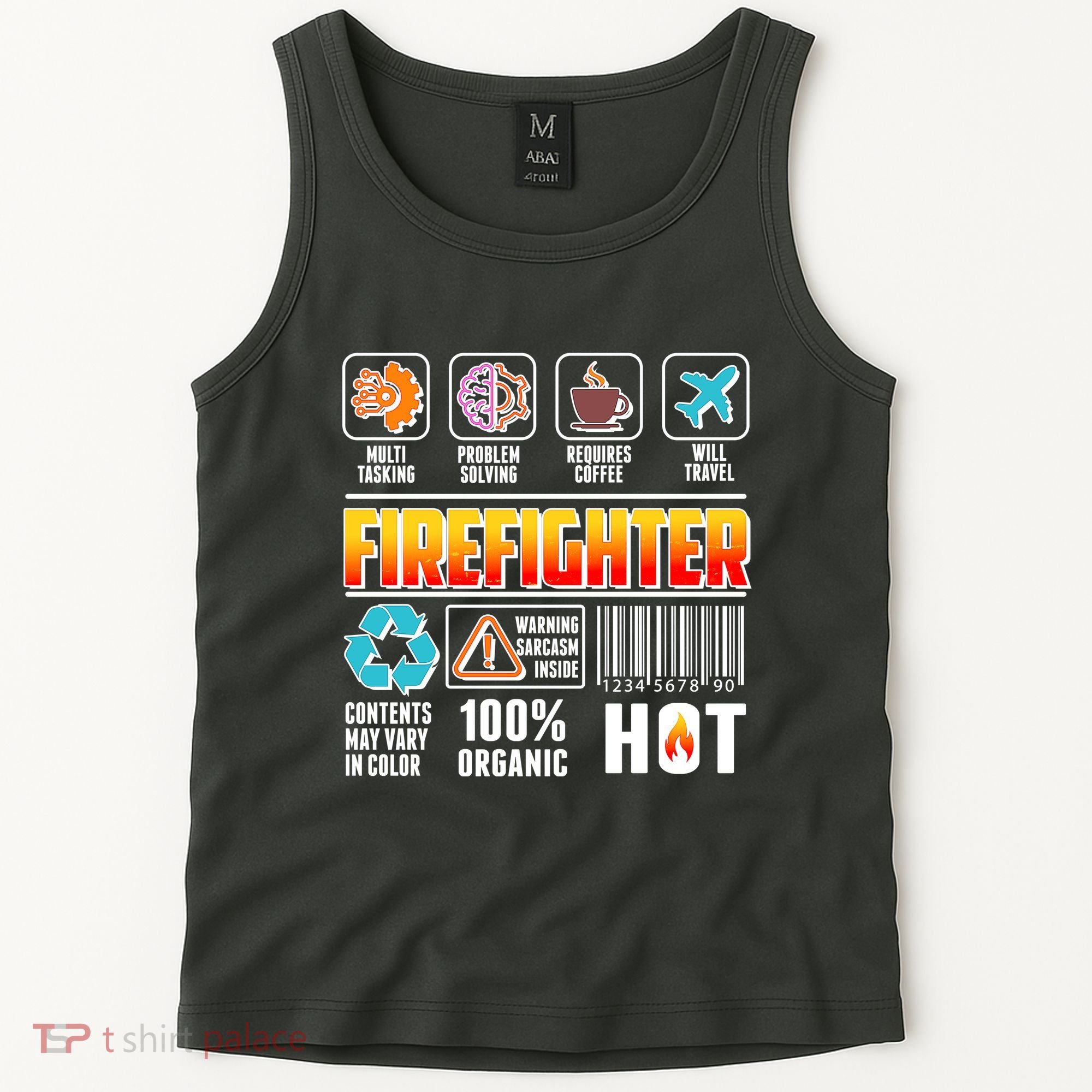Funny Firefighter Warning Label Tank Top