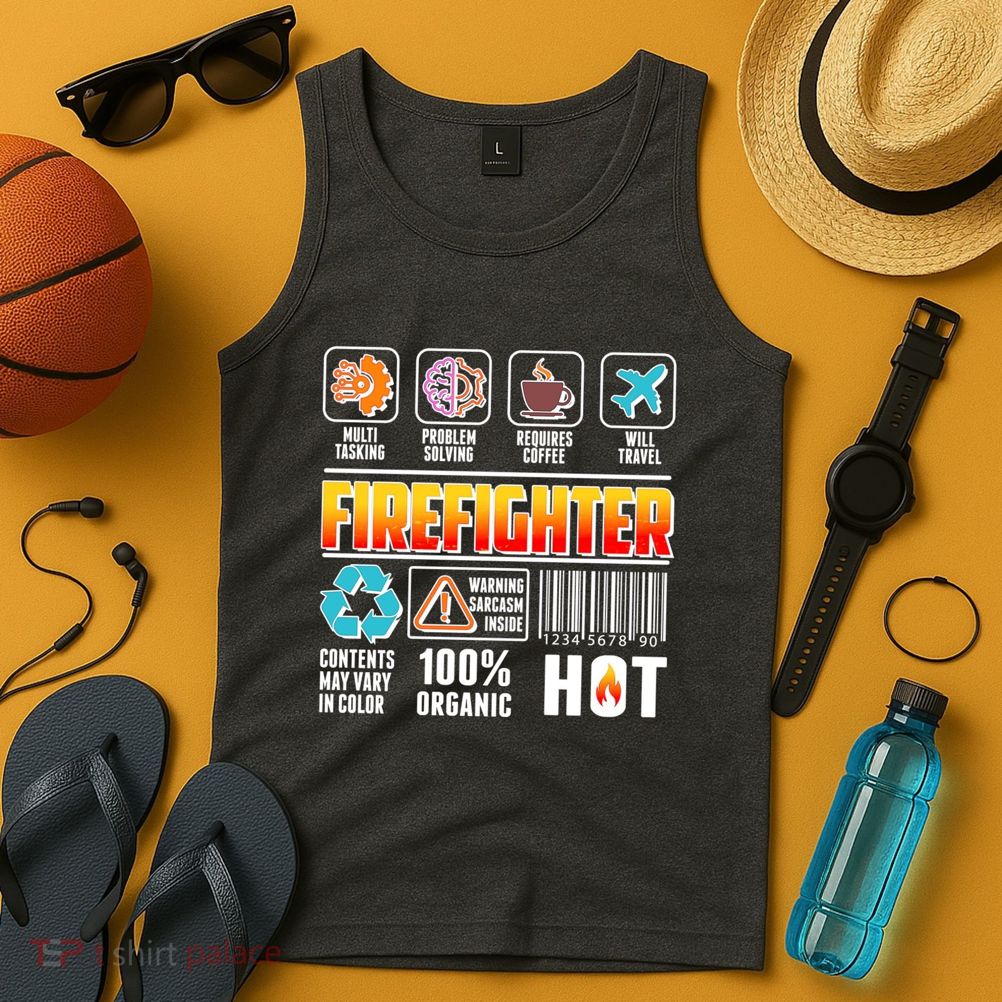 Funny Firefighter Warning Label Tank Top