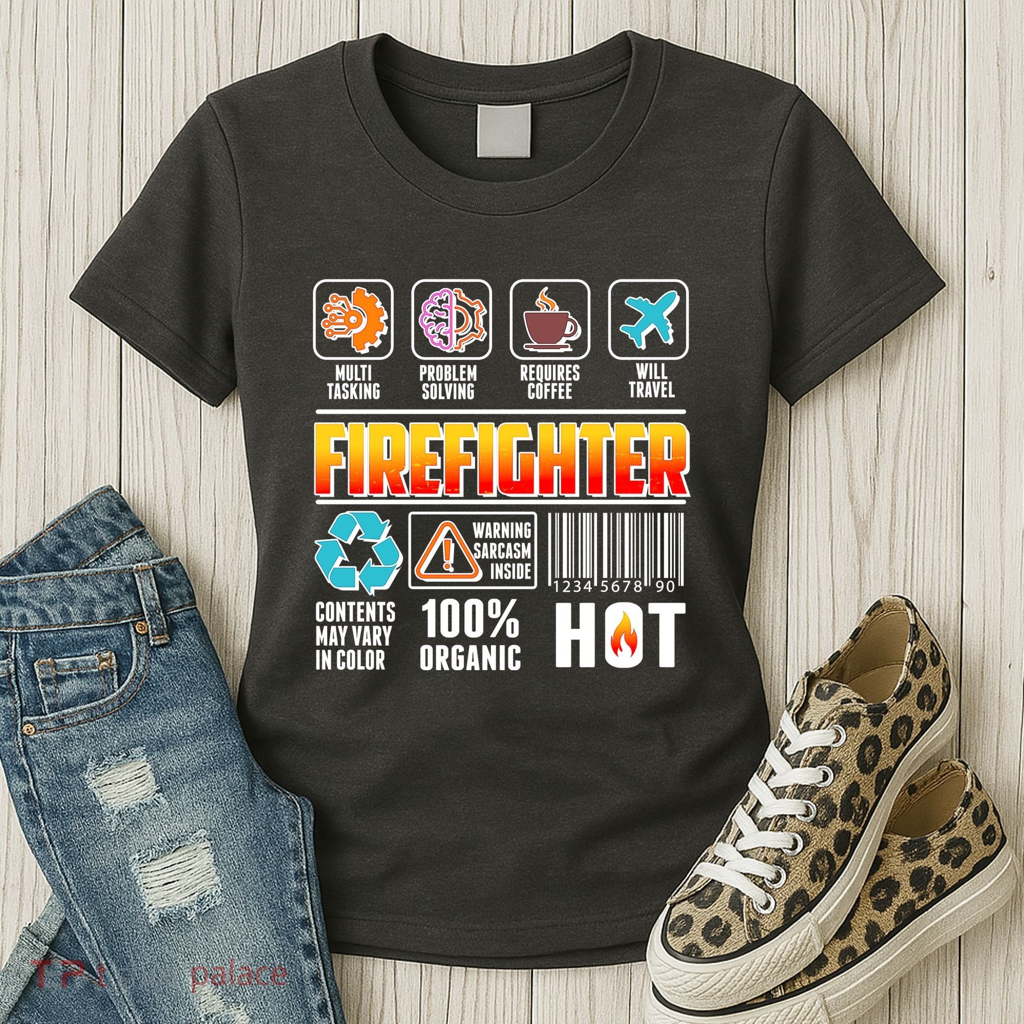 Funny Firefighter Warning Label Women's T-Shirt
