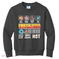 Funny Firefighter Warning Label Kids Sweatshirt thumb 0