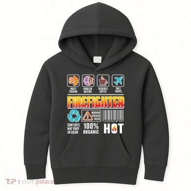 Funny Firefighter Warning Label Kids Hoodie