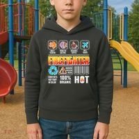 Funny Firefighter Warning Label Kids Hoodie thumb 2
