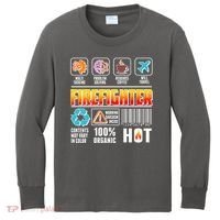 Funny Firefighter Warning Label Kids Long Sleeve Shirt thumb 0