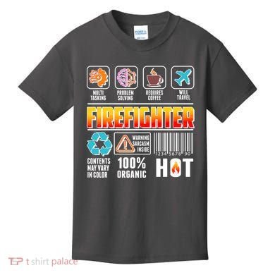 Funny Firefighter Warning Label Kids T-Shirt