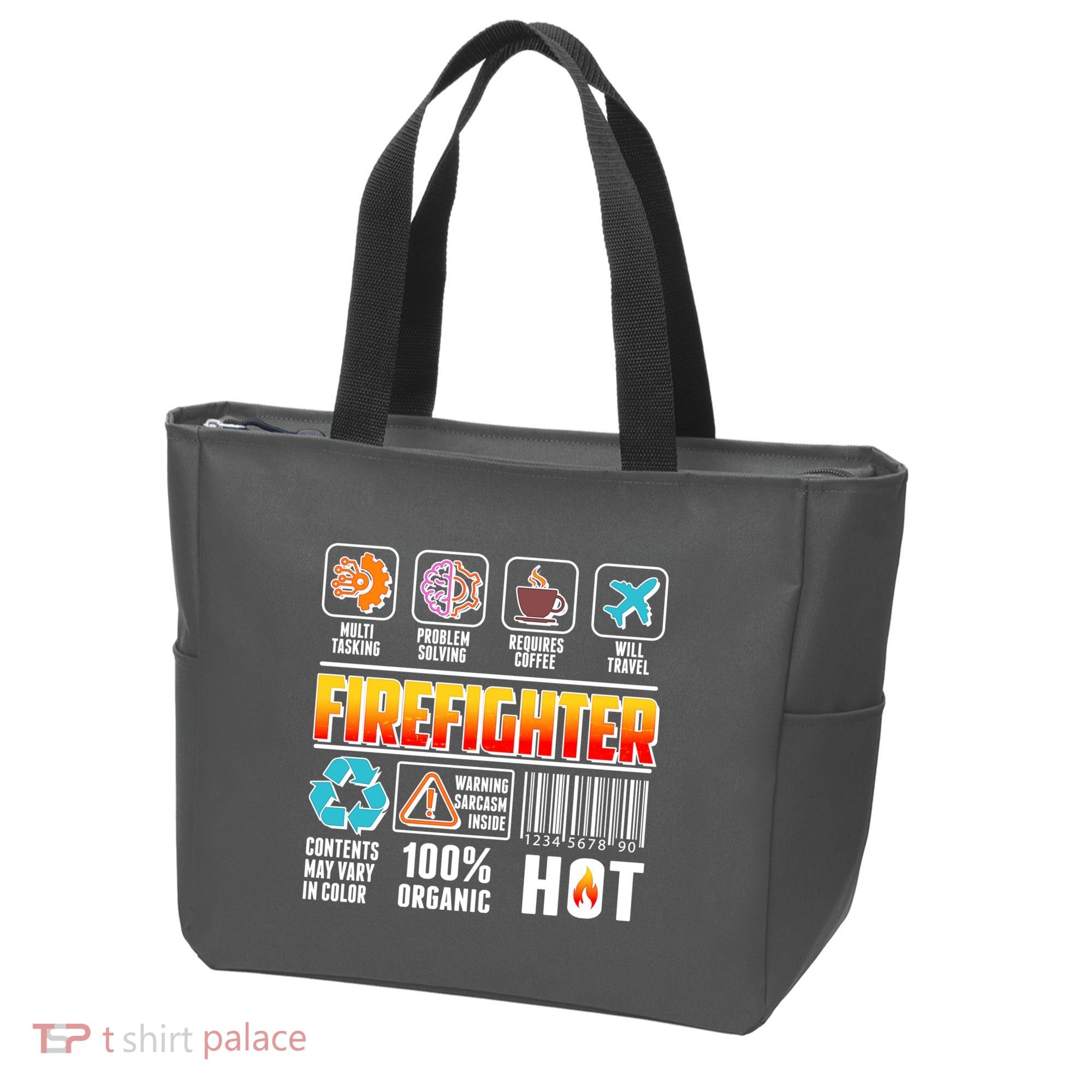 Funny Firefighter Warning Label Tote Bag