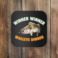 Funny Fishing WINNER WINNER WALLEYE DINNER Fish Fry Coaster thumb 0