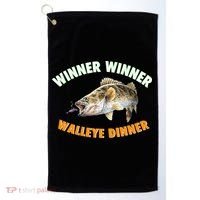 Funny Fishing WINNER WINNER WALLEYE DINNER Fish Fry Golf Towel thumb 0