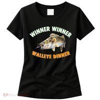Funny Fishing WINNER WINNER WALLEYE DINNER Fish Fry Women's T-Shirt thumb 0