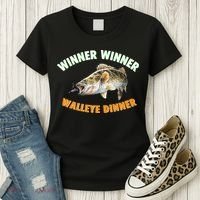 Funny Fishing WINNER WINNER WALLEYE DINNER Fish Fry Women's T-Shirt thumb 3